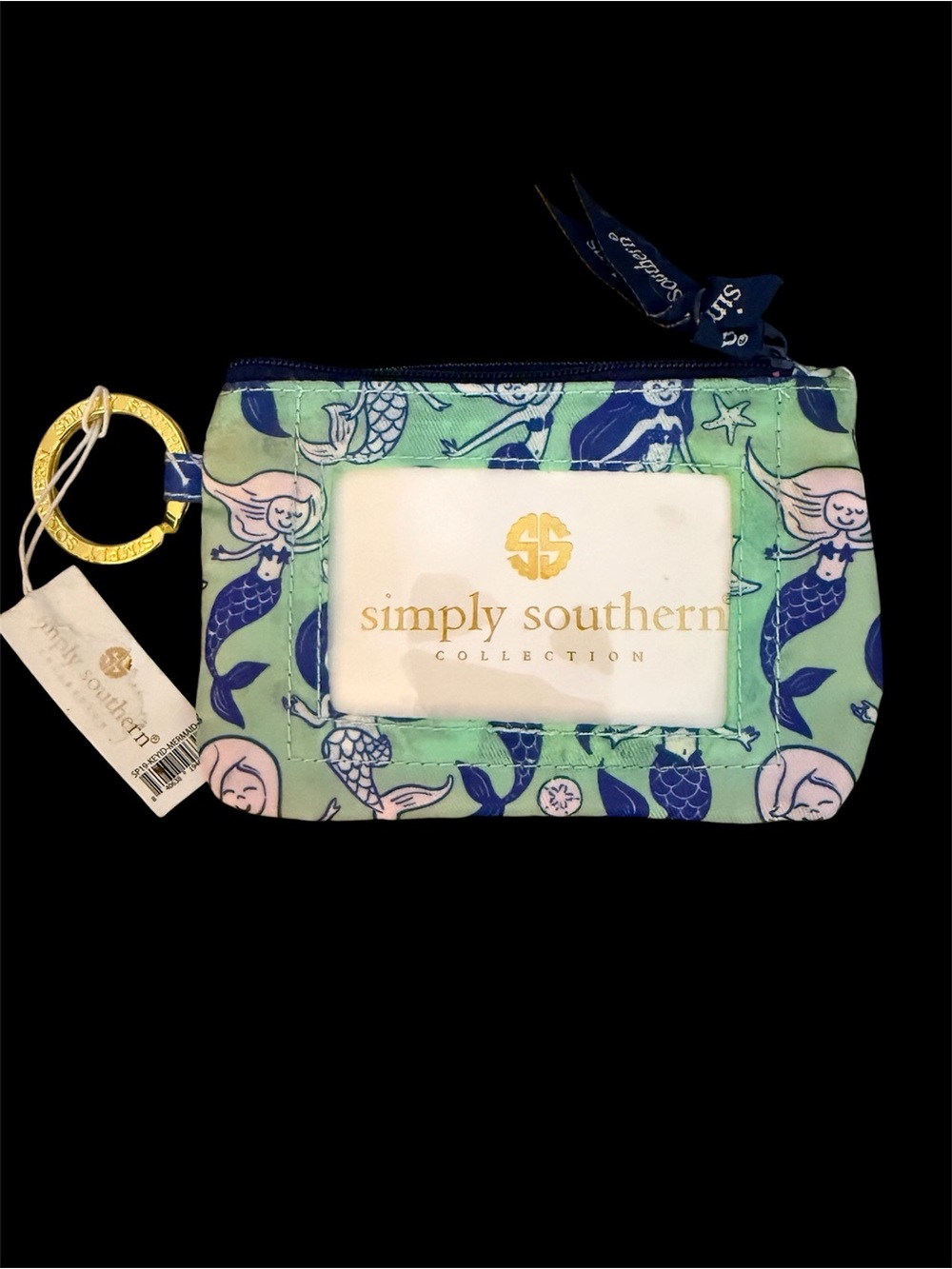 NWT Simply Southern Mermaid ID keychain cardholder beach summer small canvas